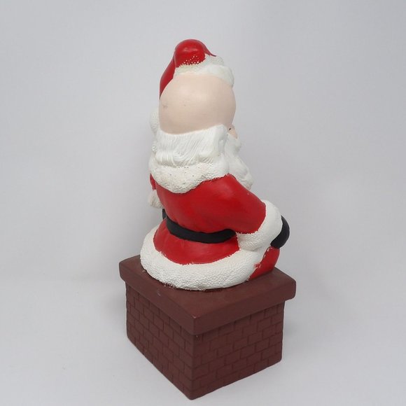 Vintage Hobbyist Ceramic Santa on Chimney 12" H x 5 1/2" W x 4 3/4" D - Picture 6 of 10